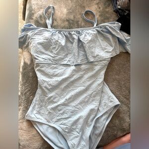 VENUS Light Blue Eyelet Off-Shoulder One-Piece Swimsuit